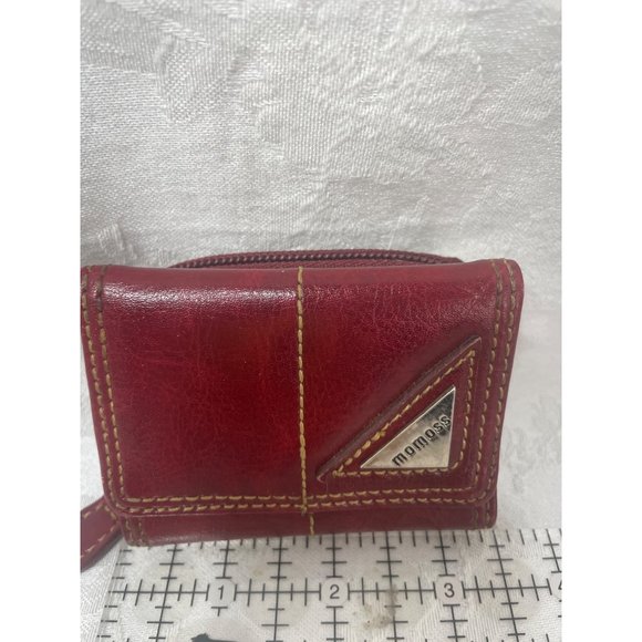 Vintage Red Leather Momoss Wallet Coin Purse 3.5”x2.5” - Picture 6 of 8